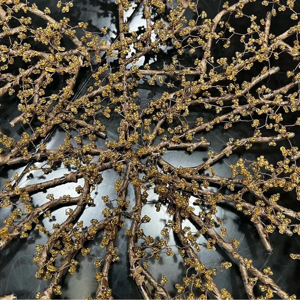 NEW Pottery Barn Amber Bead Wrapped Metal Branch Wreath Centerpiece Bowl 20” HTF